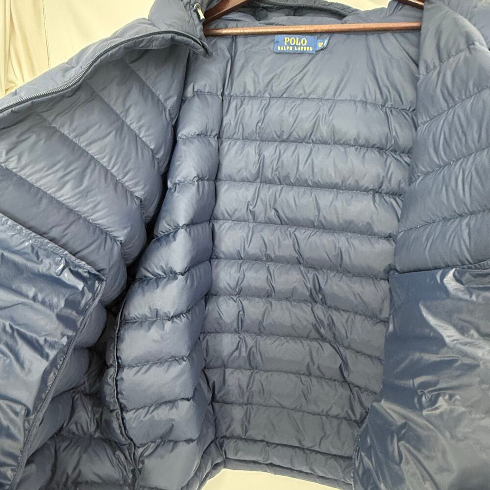 Polo Ralph Lauren Puffer Jacket Mens 4XB Navy Hooded Big Tall Zip Flaw - Picture 7 of 8